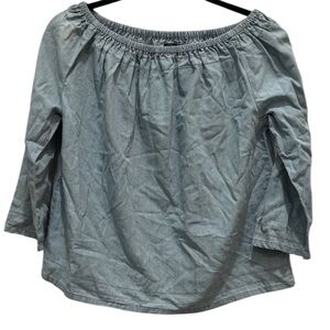 GAP Denim Blue Off-Shoulder Chambray Blouse Size XS